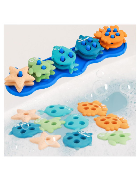 Juguetes de Baño de Silicona Ebukur para Bebés 10 Piezas