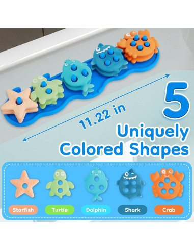 Juguetes de Baño de Silicona Ebukur para Bebés 10 Piezas