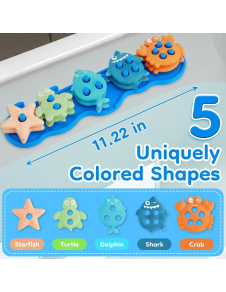 Juguetes de Baño de Silicona Ebukur para Bebés 10 Piezas