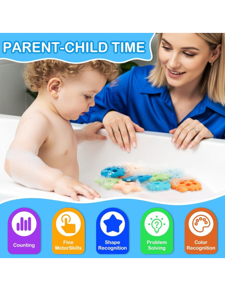 Juguetes de Baño de Silicona Ebukur para Bebés 10 Piezas