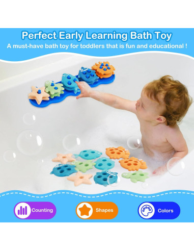 Juguetes de Baño de Silicona Ebukur para Bebés 10 Piezas