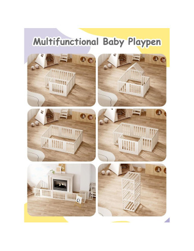 Parque de Juegos para Bebés VBABY, 12 Paneles 168x130 cm