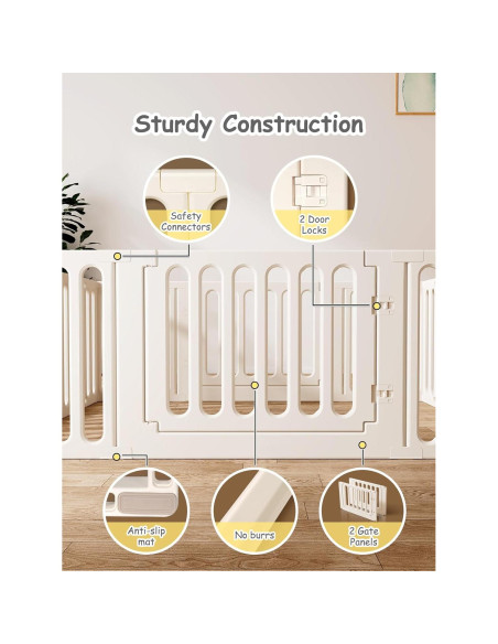 Parque de Juegos para Bebés VBABY, 12 Paneles 168x130 cm