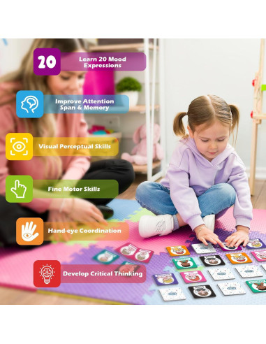 Juego de Memoria de Emociones Aizweb - 40 Tarjetas para Niños