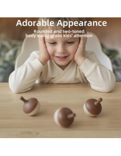 Trompos de Madera Hechos a Mano DadCarved - 3 Piezas para Niños 3+ 2