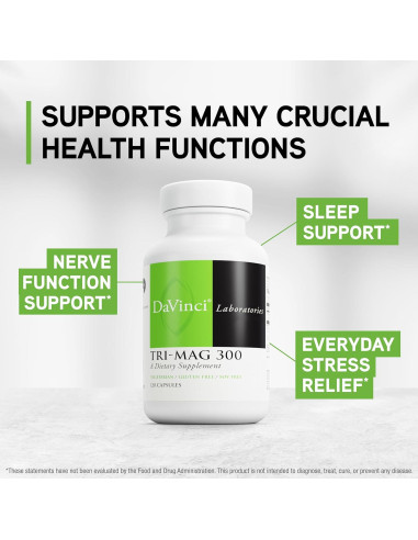 Suplemento de Magnesio Quelado DaVinci Labs Tri-Mag 300 - 120 Cápsulas