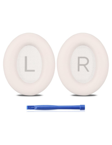 Almohadillas de Repuesto Damex para Auriculares Bose QC 45/45 SE - Espuma de Memoria Engrosada, Cuero Blanco