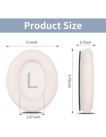 Almohadillas de Repuesto Damex para Auriculares Bose QC 45/45 SE - Espuma de Memoria Engrosada, Cuero Blanco Almohadillas de Repuesto Damex para Auriculares Bose QC 45/45 SE - Espuma de Memoria Engrosada, Cuero Blanco