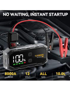Arrancador de Salto YUSMAN F02 8000A 12V Portátil con Luz LED 2