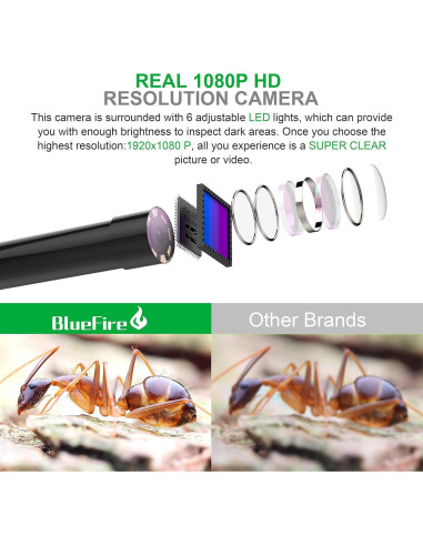Cámara de Inspección WiFi BlueFire 1080P 3.5m Borescope