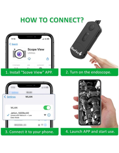 Cámara de Inspección WiFi BlueFire 1080P 3.5m Borescope