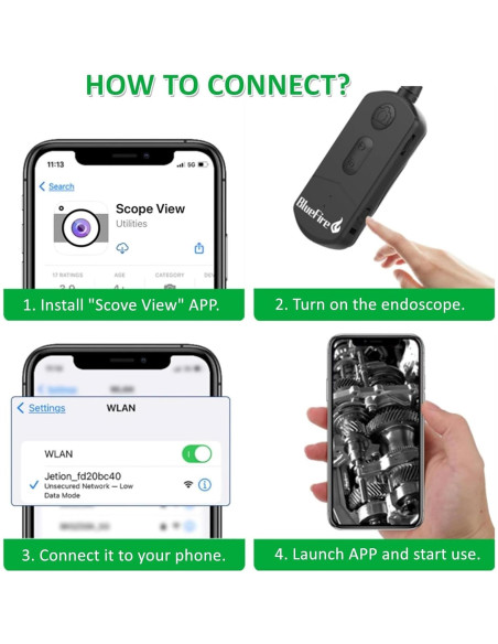 Cámara de Inspección WiFi BlueFire 1080P 3.5m Borescope