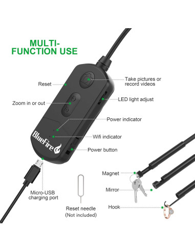 Cámara de Inspección WiFi BlueFire 1080P 3.5m Borescope