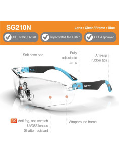 Gafas de Seguridad DEX FIT SG210 Antivaho UV385 Ajustables 2