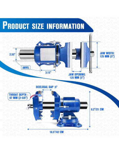 Prensa de Banco 5" CMOOD Alta Resistencia 4000kg Rotativa