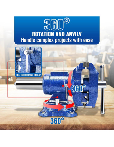 Prensa de Banco 5" CMOOD Alta Resistencia 4000kg Rotativa