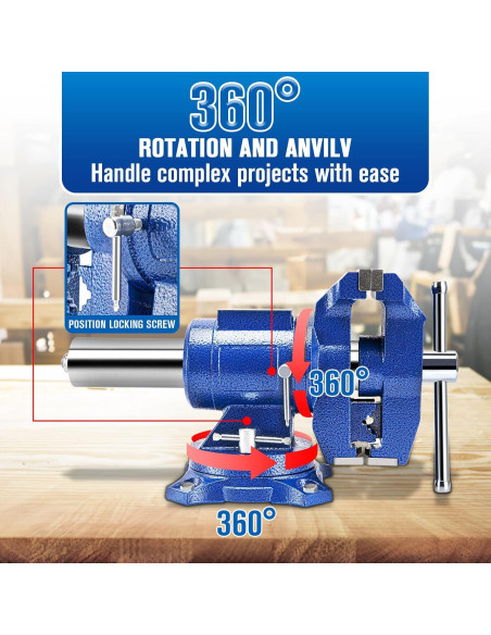 Prensa de Banco 5" CMOOD Alta Resistencia 4000kg Rotativa