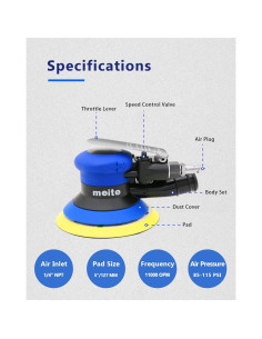 Lijadora Orbital Neumática Meite MT5105V 5" con Bolsa de Polvo 2
