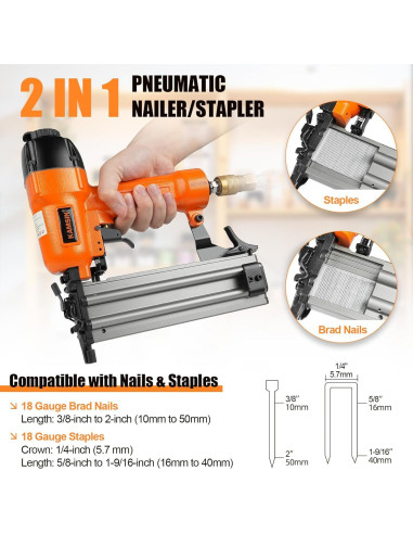 Clavadora y Grapadora Neumática KAMSIN F50/9040 2 en 1