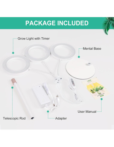 Luz de Crecimiento de Plantas LBW 72 LEDs 30W Ajustable