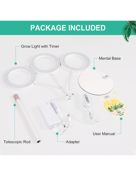 Luz de Crecimiento de Plantas LBW 72 LEDs 30W Ajustable
