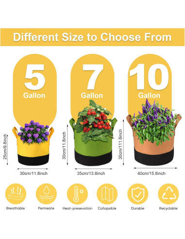 Bolsas de Crecimiento Xmpmrb 5-10 Galones, Paquete de 6 Colores
