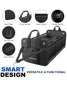 Organizador de Maletero HAOKAY 90L Plegable con Tapa Negro 2
