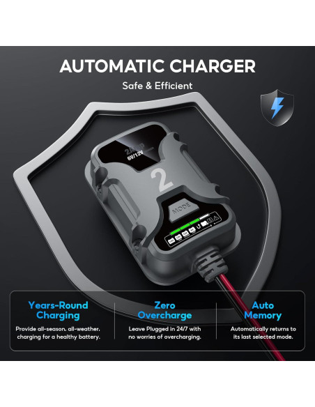 Cargador de Batería Inteligente 2A Zrfmib 6V/12V Mantenedor Automático