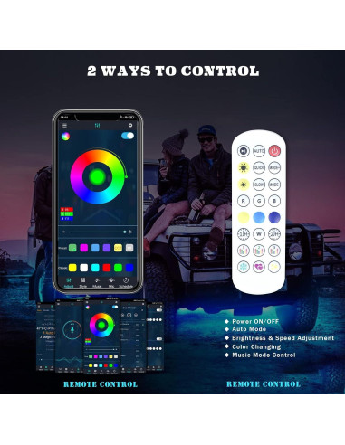 Luces LED Subrayadas QEEDON 6Pcs RGB-IC Impermeables 12V