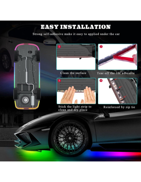 Luces LED Subrayadas QEEDON 6Pcs RGB-IC Impermeables 12V