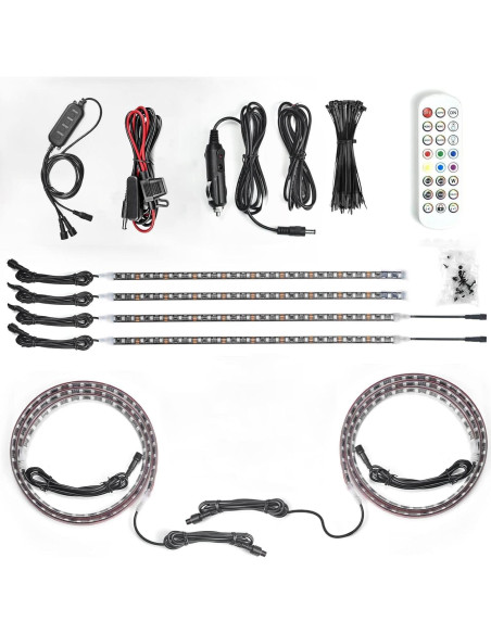 Luces LED Subrayadas QEEDON 6Pcs RGB-IC Impermeables 12V