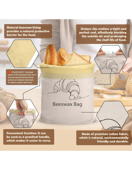 Bolsas de Pan de Cera de Abeja NIKKOUR 32.5x42.7cm Reutilizables