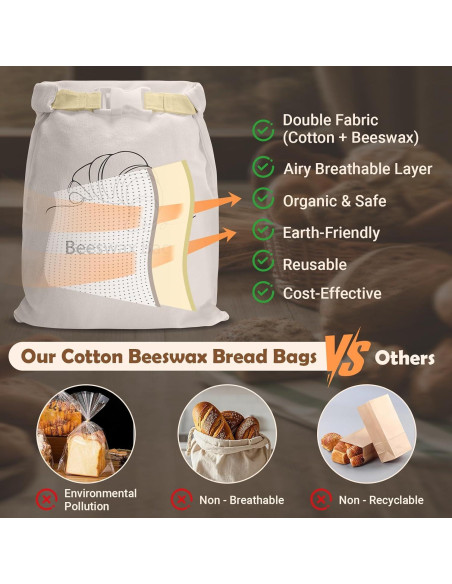 Bolsas de Pan de Cera de Abeja NIKKOUR 32.5x42.7cm Reutilizables