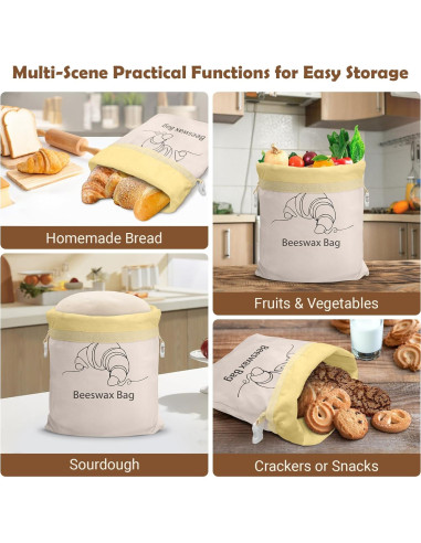 Bolsas de Pan de Cera de Abeja NIKKOUR 32.5x42.7cm Reutilizables