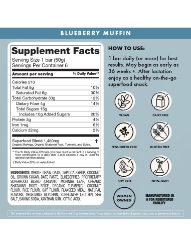 Barra de Superalimento de Arándano Boobie - Lactancia Vegana (7 Unidades)
