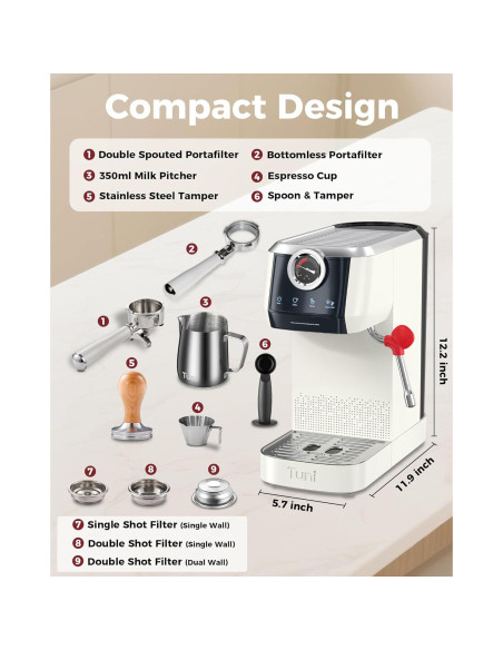 Cafetera Espresso Tuni E2+BP Set 58mm Semiautomática