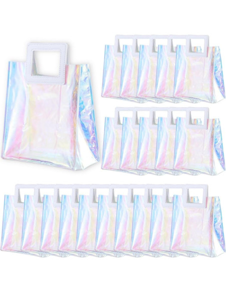 20 Bolsas Tote Holográficas Lnrueg Transparentes 17.8x10.2x21.1cm
