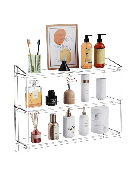 Estante de baño acrílico Solaround 60x16x48 cm montado en pared Estante de baño acrílico Solaround 60x16x48 cm montado en pared