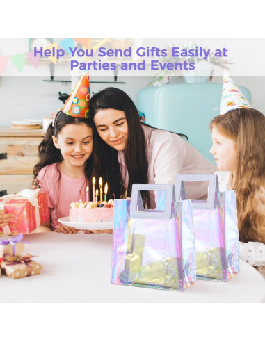 20 Bolsas Tote Holográficas Lnrueg Transparentes 17.8x10.2x21.1cm