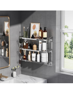 Estante de baño acrílico Solaround 60x16x48 cm montado en pared 2