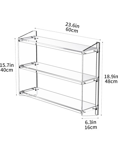 Estante de baño acrílico Solaround 60x16x48 cm montado en pared