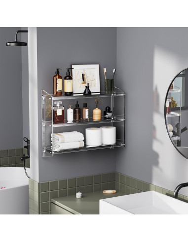 Estante de baño acrílico Solaround 60x16x48 cm montado en pared
