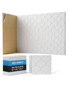 Paquete de 12 Paneles Acústicos Autoadhesivos 30.48cm Blanco