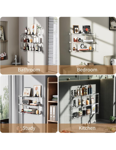 Estante de baño acrílico Solaround 60x16x48 cm montado en pared