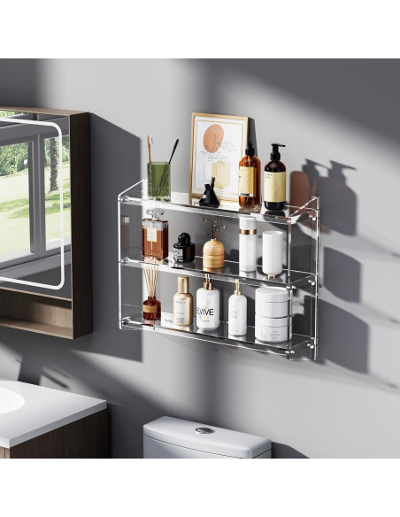 Estante de baño acrílico Solaround 60x16x48 cm montado en pared Estante de baño acrílico Solaround 60x16x48 cm montado en pared