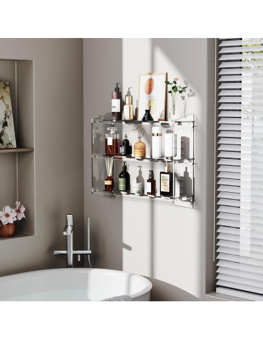 Estante de baño acrílico Solaround 60x16x48 cm montado en pared