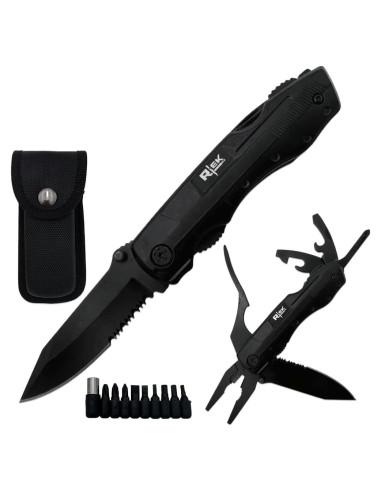 Multiherramienta Rtek 11.4 cm Cuchillo Plegable 9 en 1 Negro