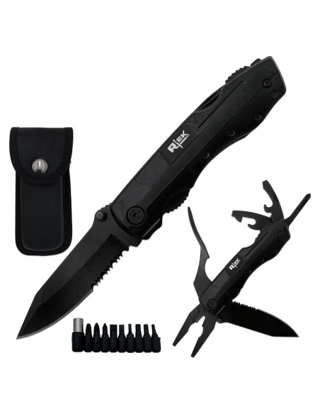 Multiherramienta Rtek 11.4 cm Cuchillo Plegable 9 en 1 Negro