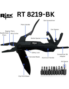 Multiherramienta Rtek 11.4 cm Cuchillo Plegable 9 en 1 Negro 2
