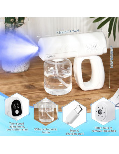 Pistola Atomizadora Inalámbrica Qualirey 350ml 1200mAh 2